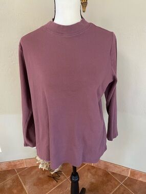 CJ Banks Mauve Mock Neck Long Sleeve Top